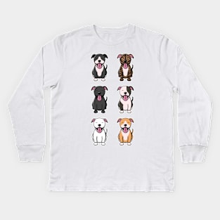 Cute Pitbull Pack Kids Long Sleeve T-Shirt